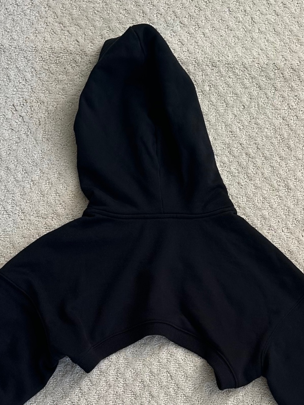 ALO Yoga Shrug It Off Cropped Fleece Hoodie Black Slouchy Activewear Relaxed - Picture 11 of 13